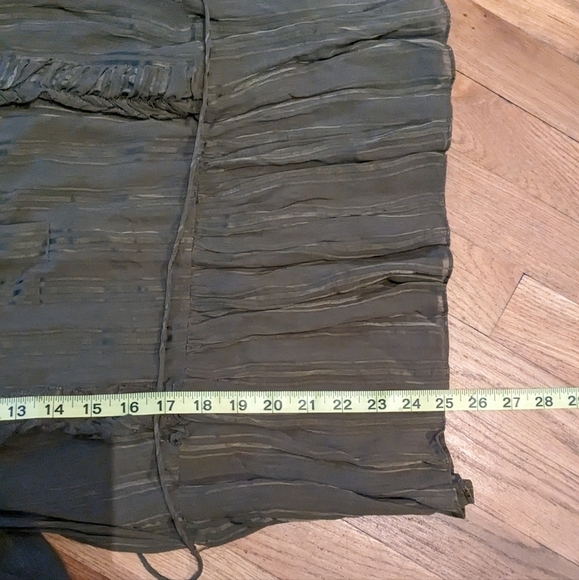 Reiss Size 6 Olive Green Sheer‎ Long Sleeve Ruffled Blouse w/ Belt - Picture 12 of 12